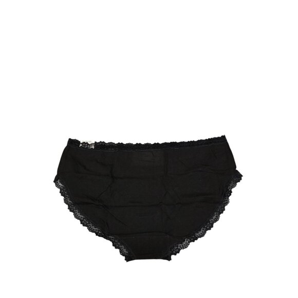 Jenni Womens 2X Black Cotton Lace Trim Hipster Panties Underwear Set Of 2 - Picture 3 of 7